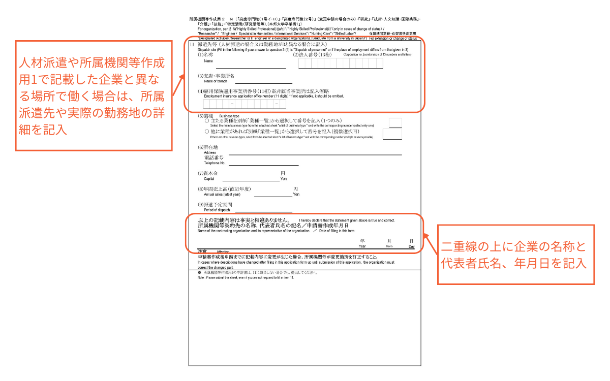 所属機関等作成用2のイメージ