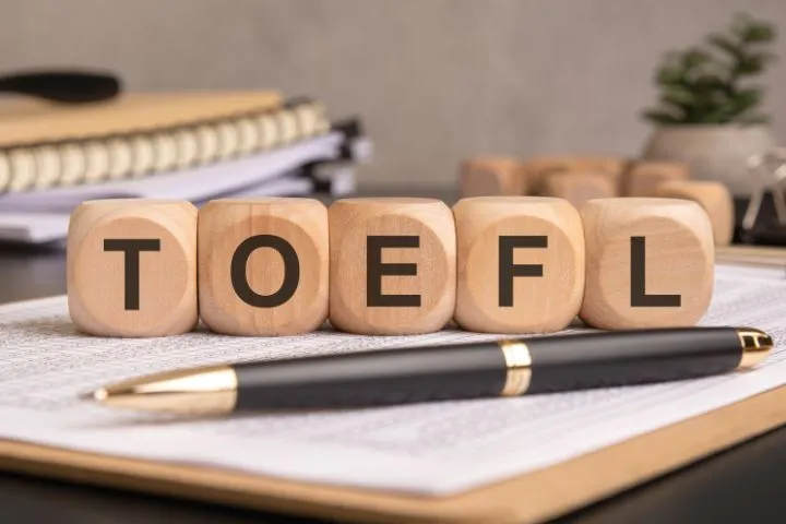 TOEFLと書かれた木箱の画像