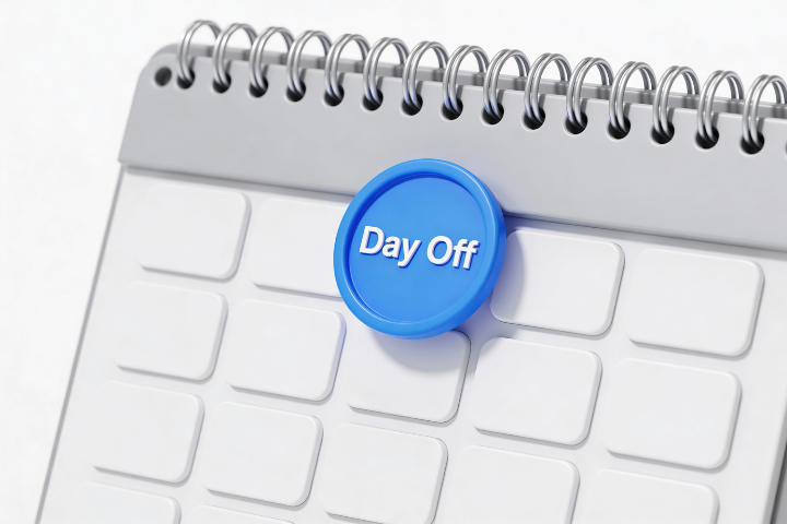 Day Offというボタンが貼られたカレンダーの胃エージ画像