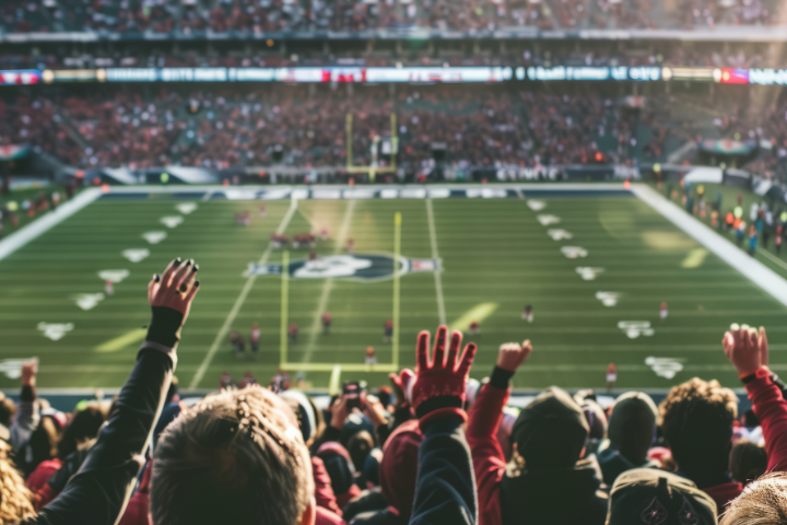 アメフトを観戦する人々 